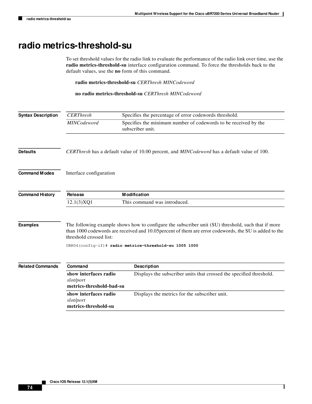 Pengo Computer Accessories UBR7200 manual Radio metrics-threshold-su, Threshold crossed list, Metrics-threshold-su 