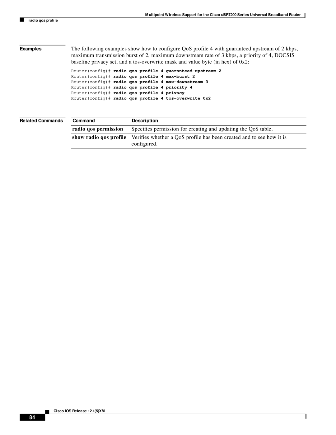 Pengo Computer Accessories UBR7200 manual Routerconfig# radio qos profile 4 guaranteed-upstream 