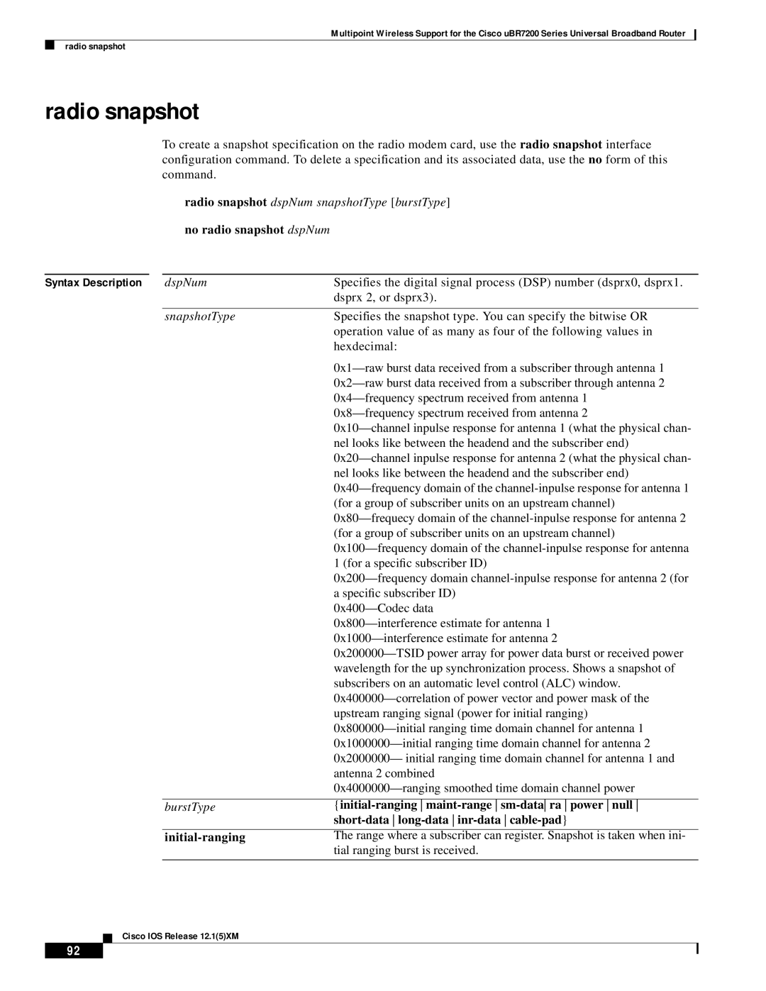 Pengo Computer Accessories UBR7200 manual Radio snapshot, No radio snapshot dspNum, Short-data long-data inr-data cable-pad 