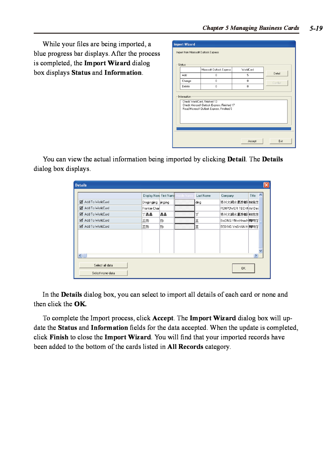 Penpower duet 2 user manual 5-19, While your files are being imported, a 