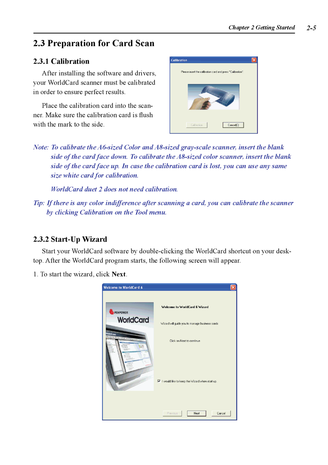 Penpower duet 2 user manual Preparation for Card Scan, Calibration, Start-Up Wizard 