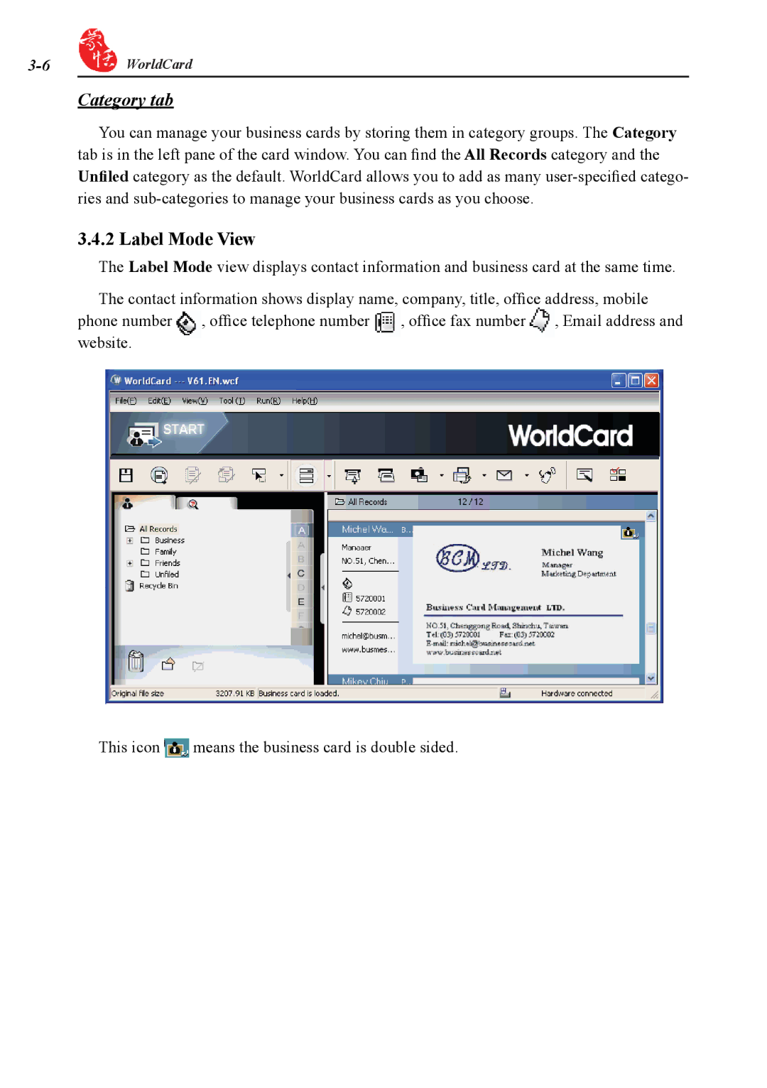 Penpower duet 2 user manual Category tab, Label Mode View 