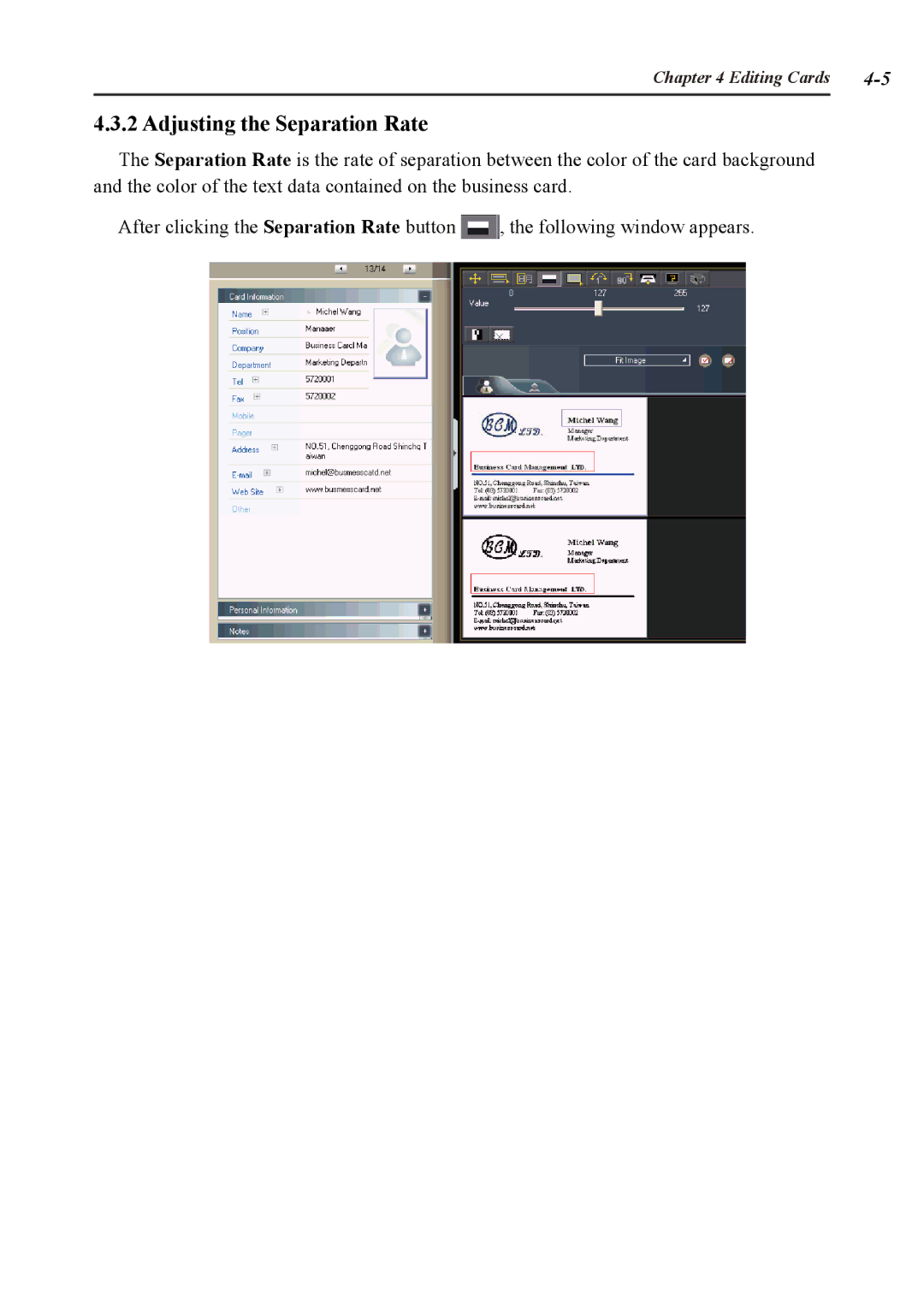 Penpower duet 2 user manual Adjusting the Separation Rate 