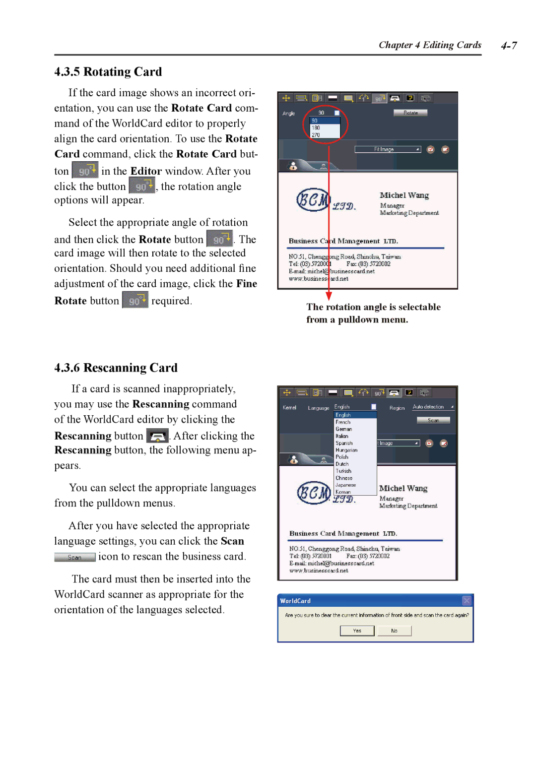 Penpower duet 2 user manual Rotating Card, Rescanning Card 