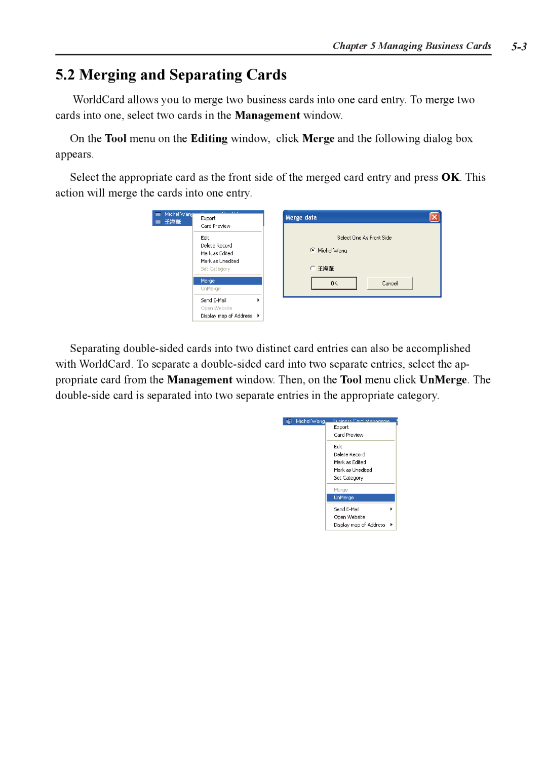 Penpower duet 2 user manual Merging and Separating Cards 