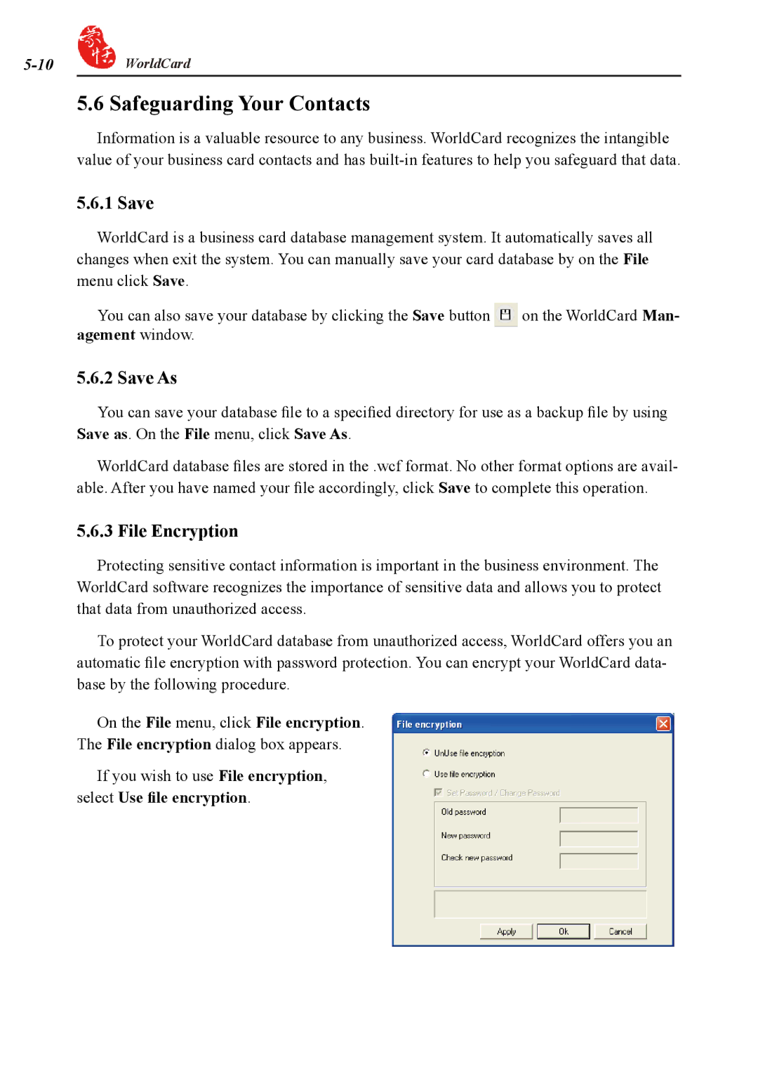 Penpower duet 2 user manual Safeguarding Your Contacts, Save As, File Encryption 