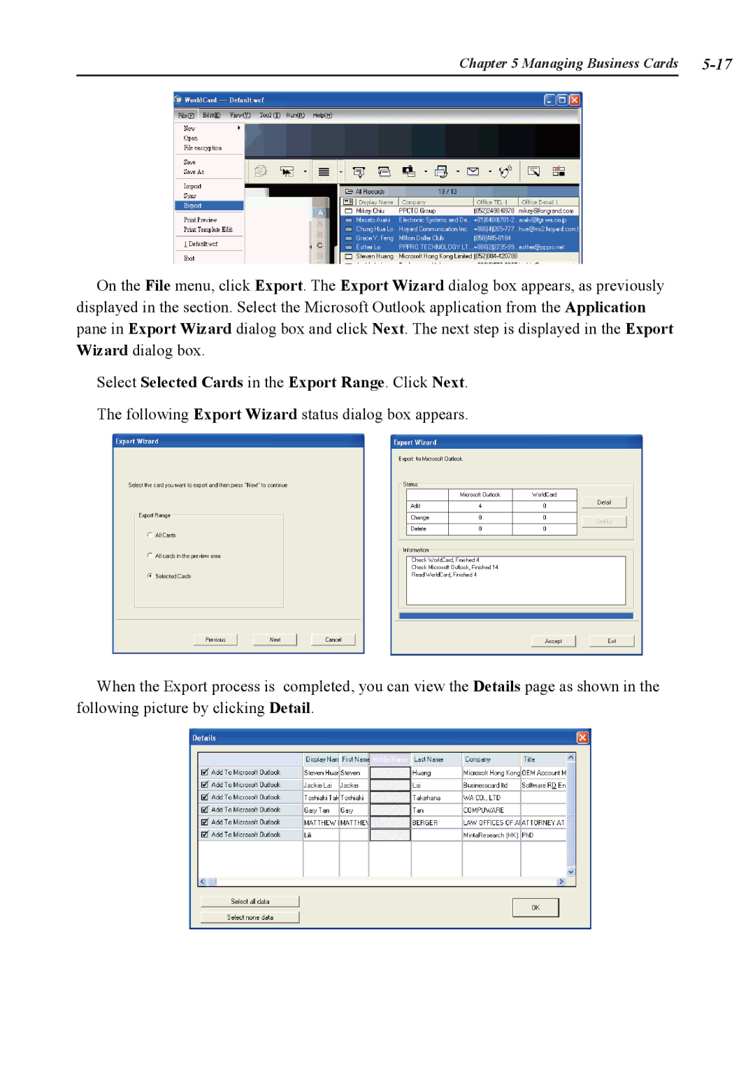 Penpower duet 2 user manual Select Selected Cards in the Export Range. Click Next 