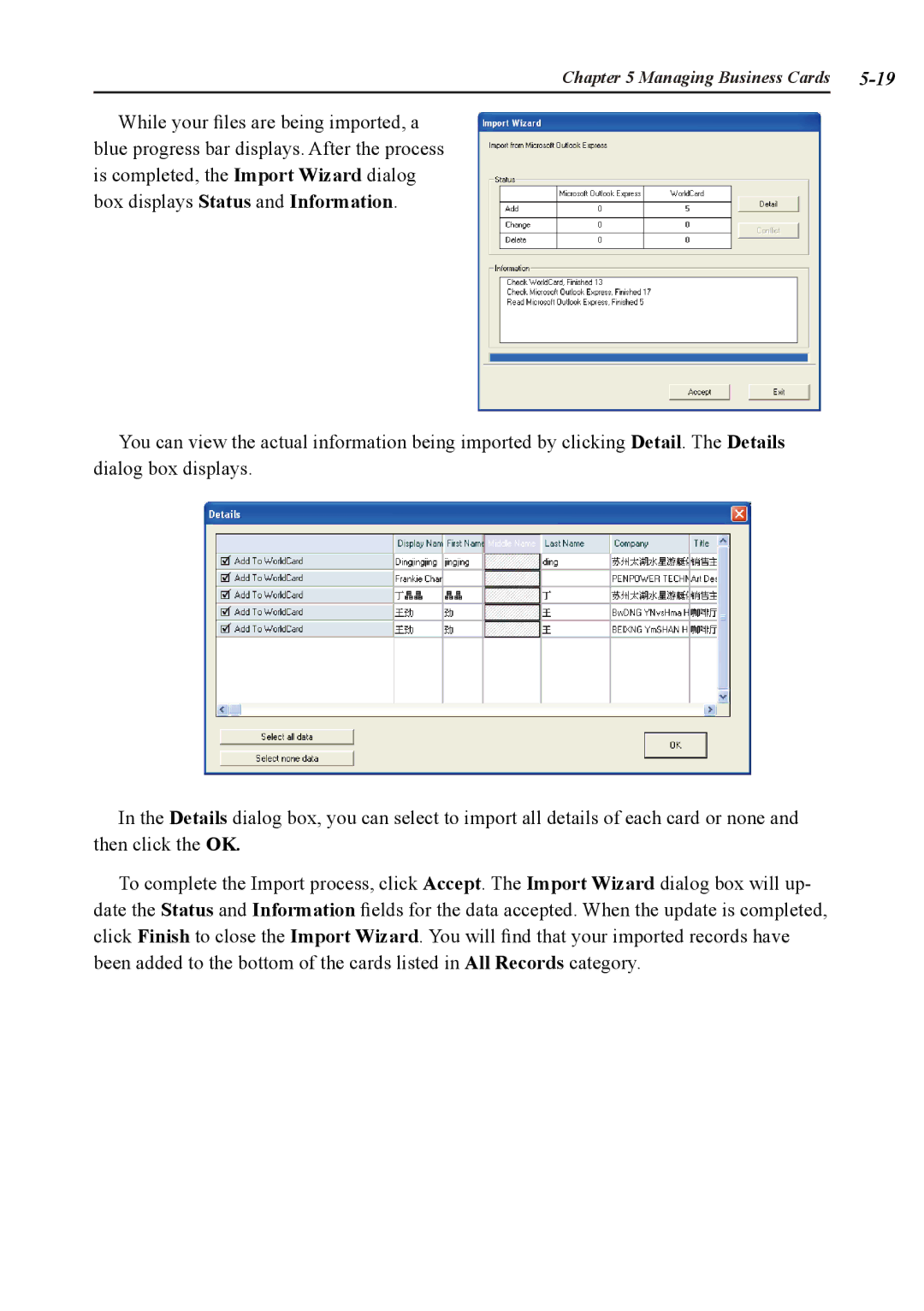 Penpower duet 2 user manual Managing Business Cards 