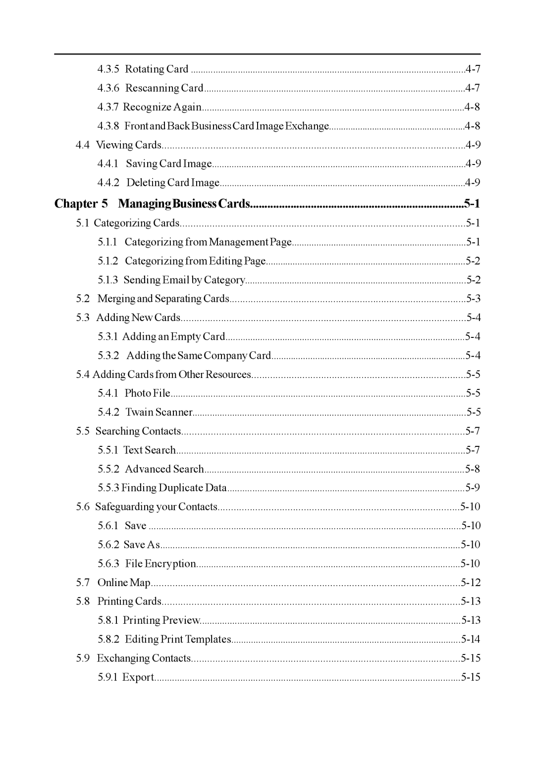 Penpower duet 2 user manual ManagingBusinessCards, Adding Cards from Other Resources 