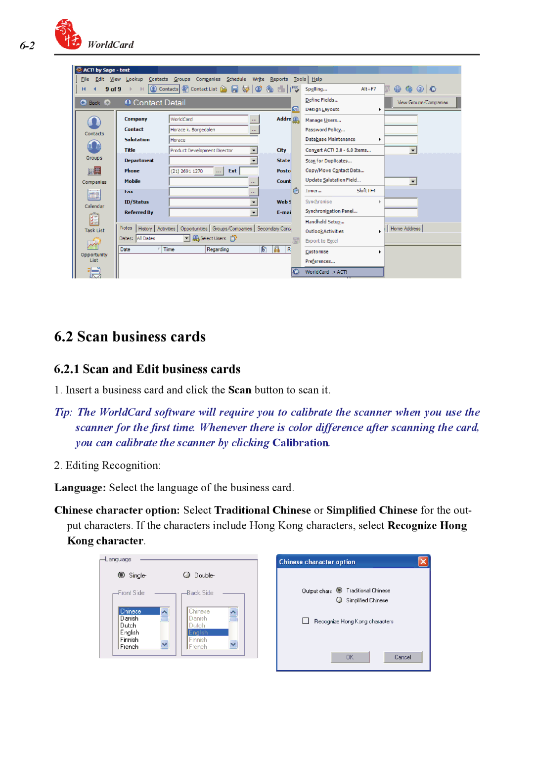 Penpower duet 2 user manual Scan business cards, Scan and Edit business cards 