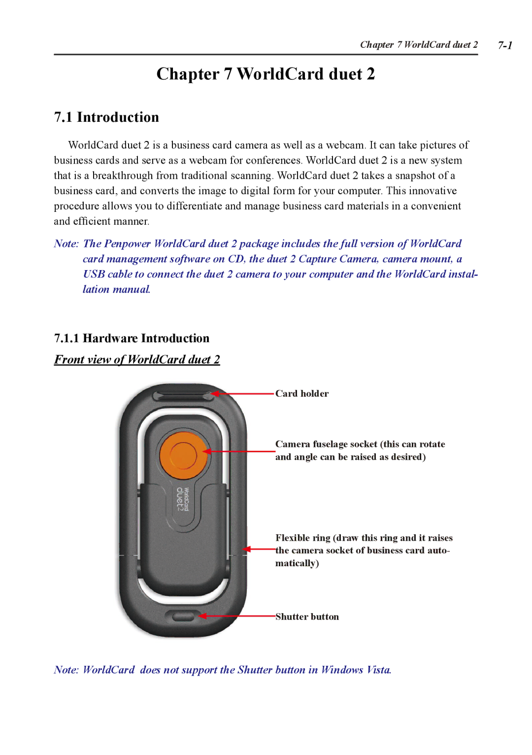 Penpower duet 2 user manual Hardware Introduction Front view of WorldCard duet 