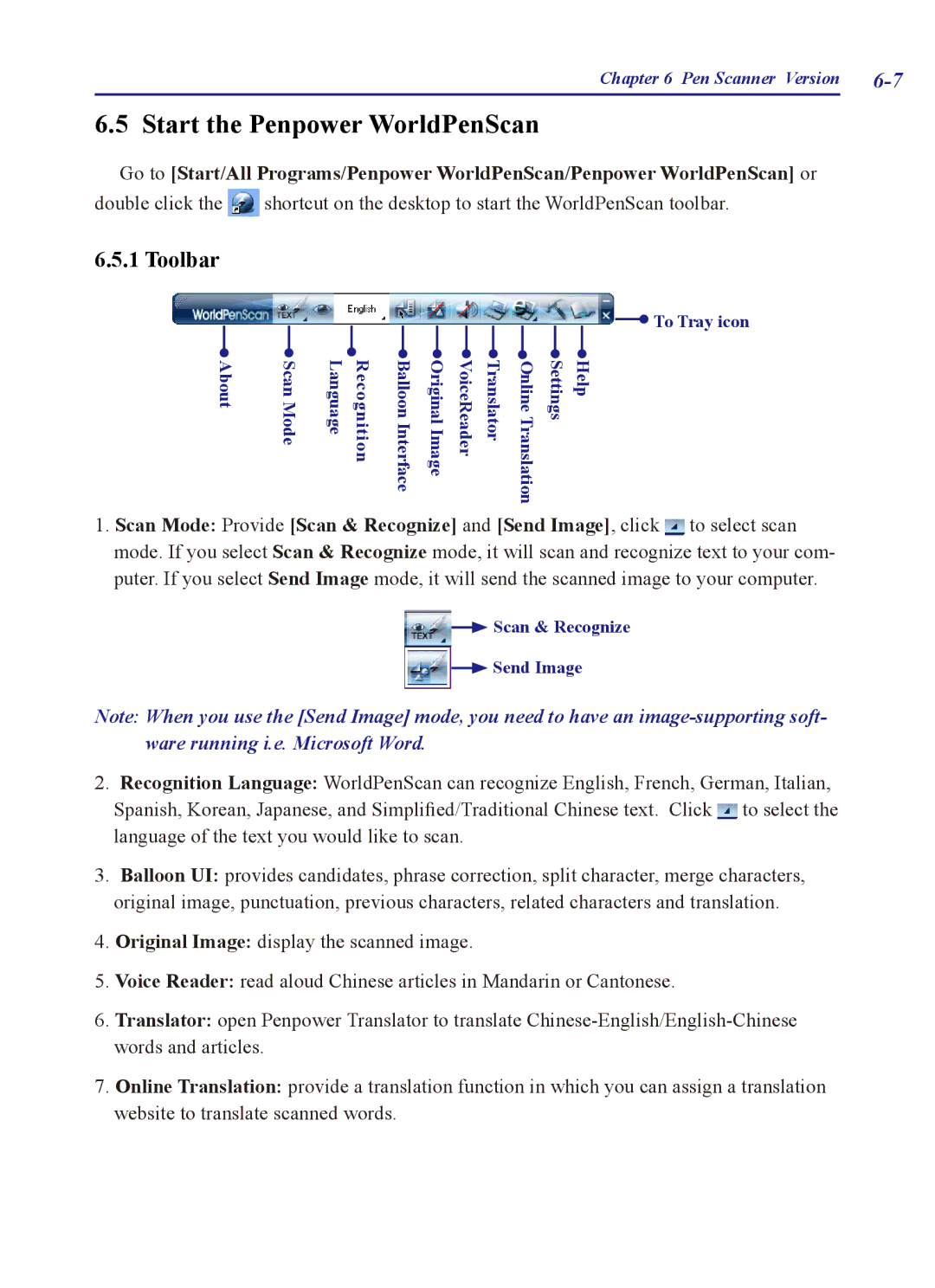 Penpower PCE Standard, PCE Writing Pad, PCE Trial, PCE Scanner user manual Start the Penpower WorldPenScan, Toolbar 