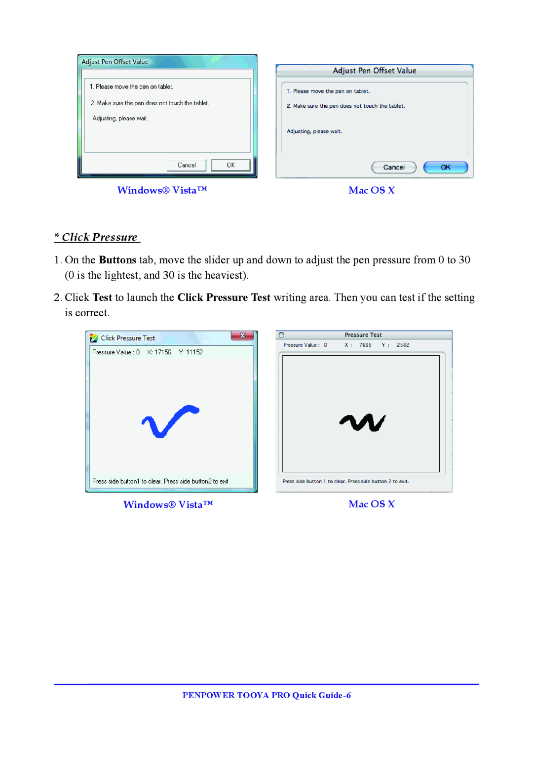 Penpower TOOYA PRO manual Click Pressure 