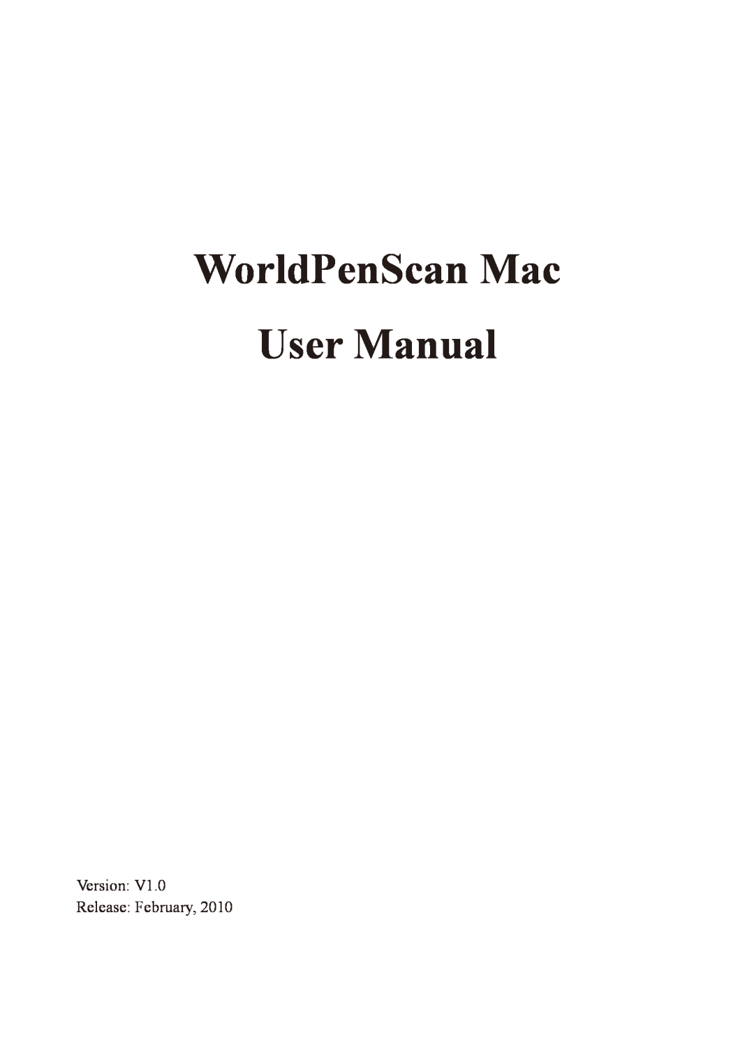 Penpower WorldPenScan Pro user manual WorldPenScan Mac, Version Release February 