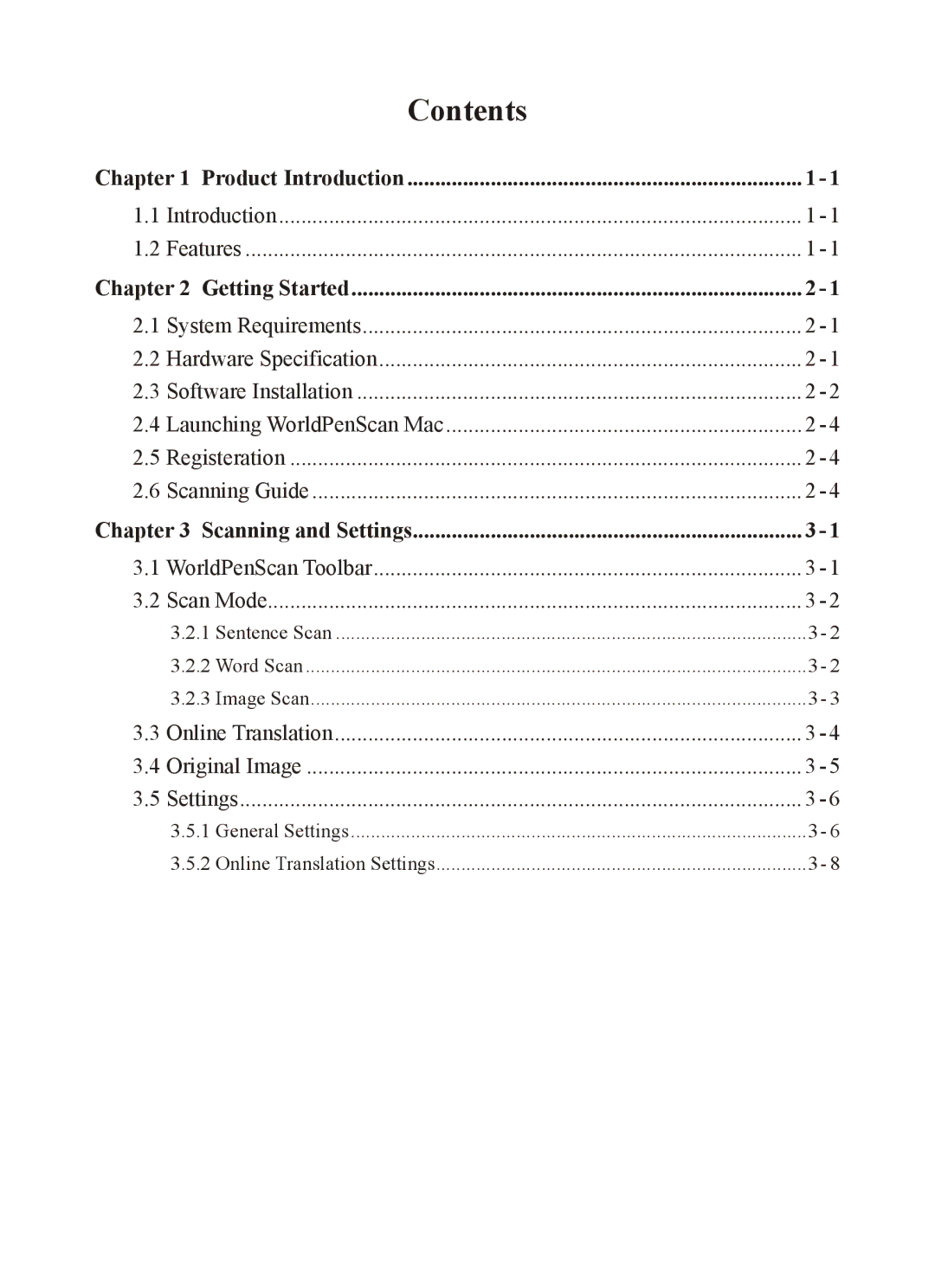 Penpower WorldPenScan Pro user manual Contents 