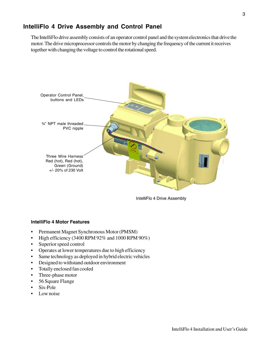 Pentair 4 160, 100 important safety instructions IntelliFlo 4 Drive Assembly and Control Panel 