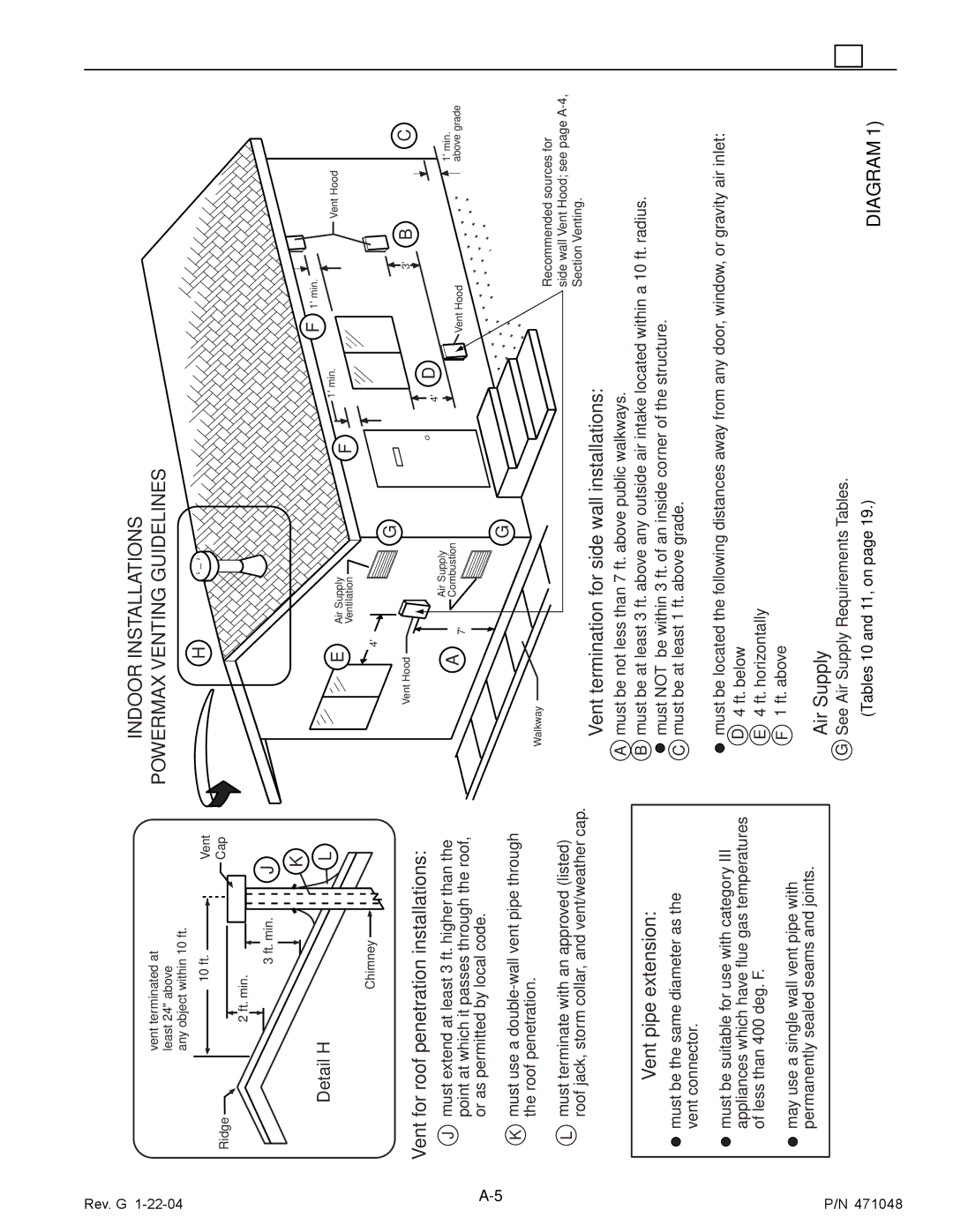 Pentair 100 installation manual Indoor Installations Powermax Venting Guidelines 