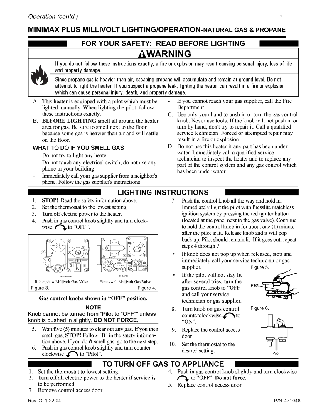 Pentair 100 installation manual Lighting Instructions, What to do if YOU Smell GAS 