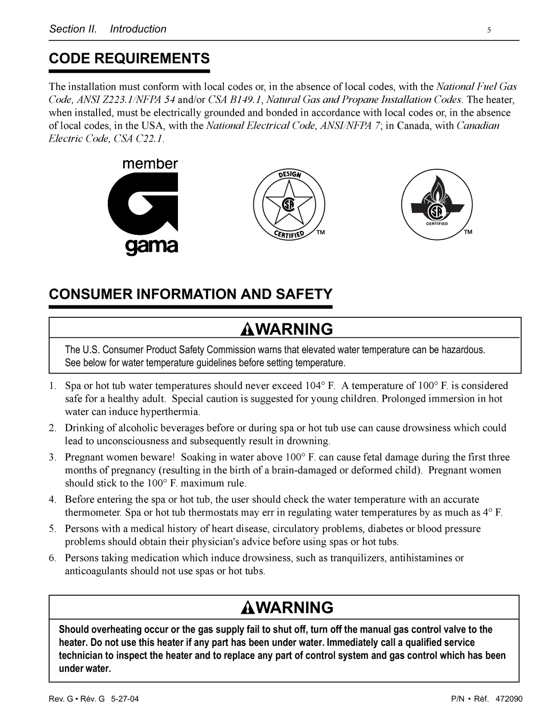 Pentair 200 installation manual Code Requirements, Consumer Information and Safety 