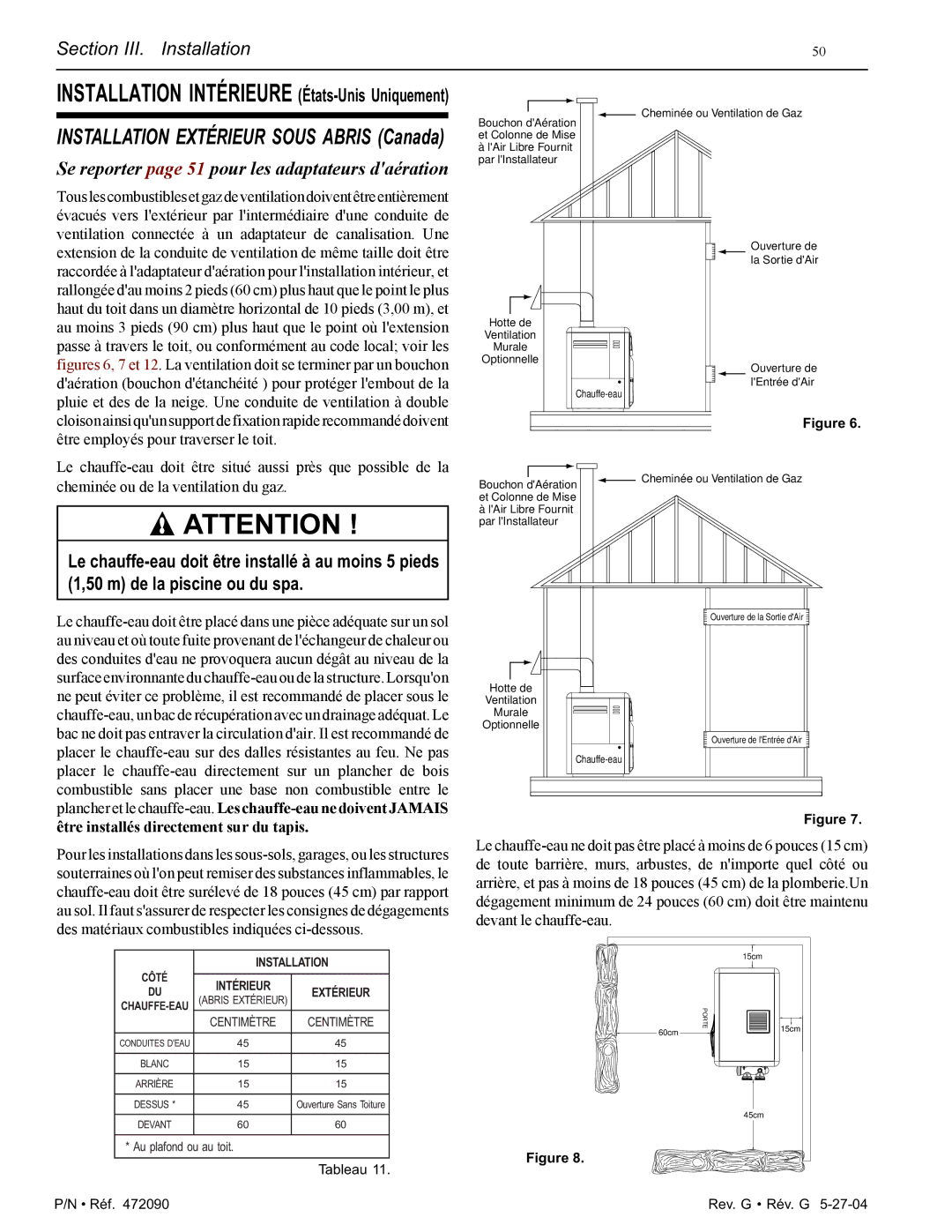 Pentair 200 installation manual Installation Intérieure États-Unis Uniquement 