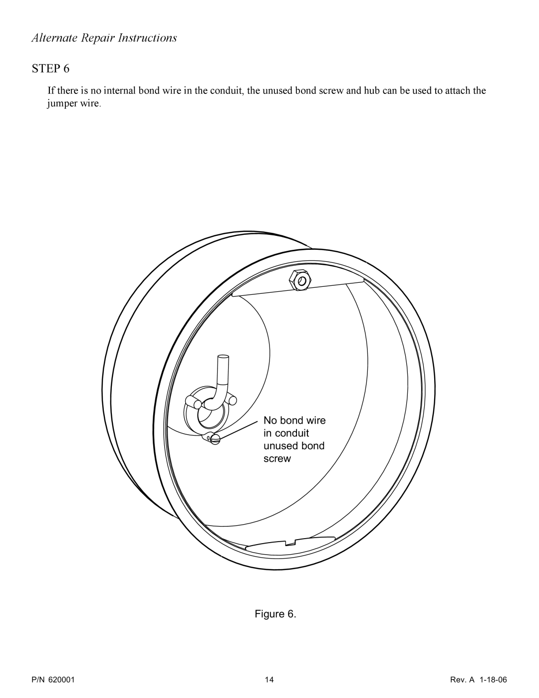 Pentair 620001 important safety instructions No bond wire in conduit unused bond screw 