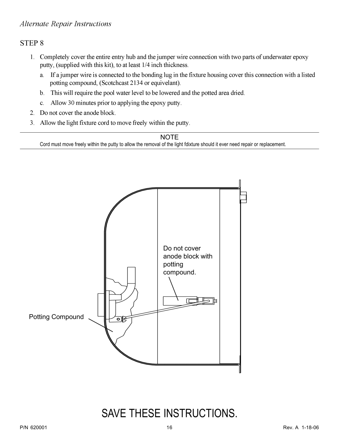 Pentair 620001 important safety instructions Hn-11-11-16-98 