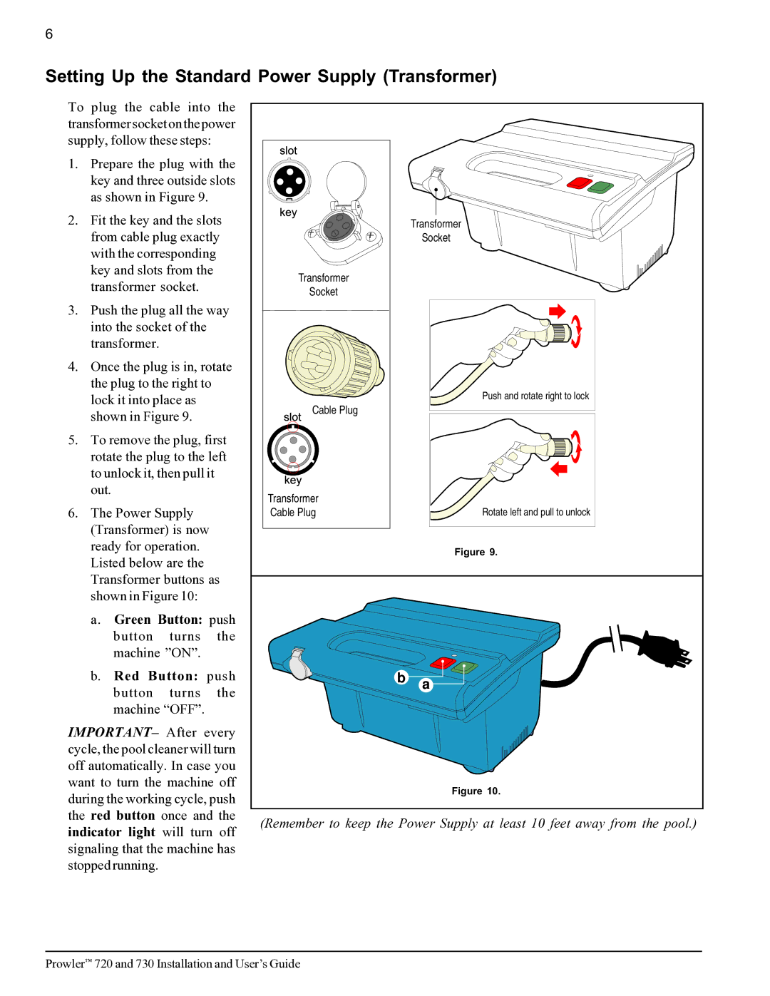 Pentair 730, 720 important safety instructions Setting Up the Standard Power Supply Transformer 