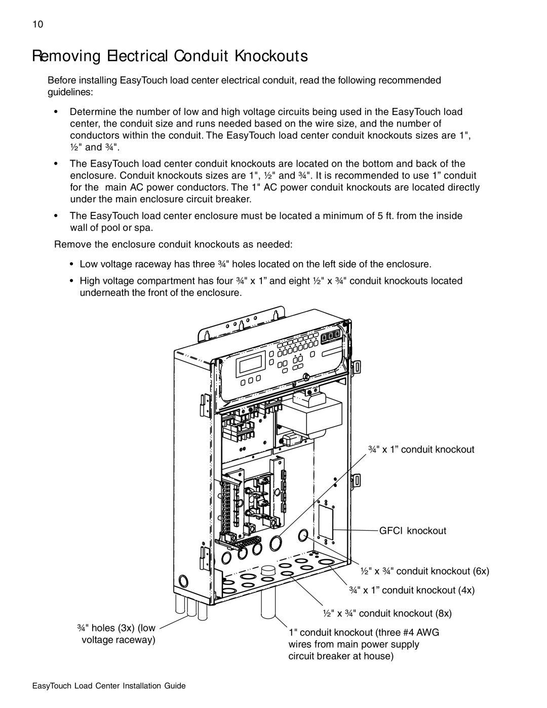 Pentair 8 and 4 important safety instructions Removing Electrical Conduit Knockouts 