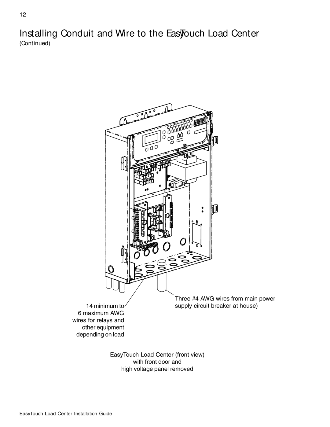 Pentair 8 and 4 important safety instructions Installing Conduit and Wire to the EasyTouch Load Center 