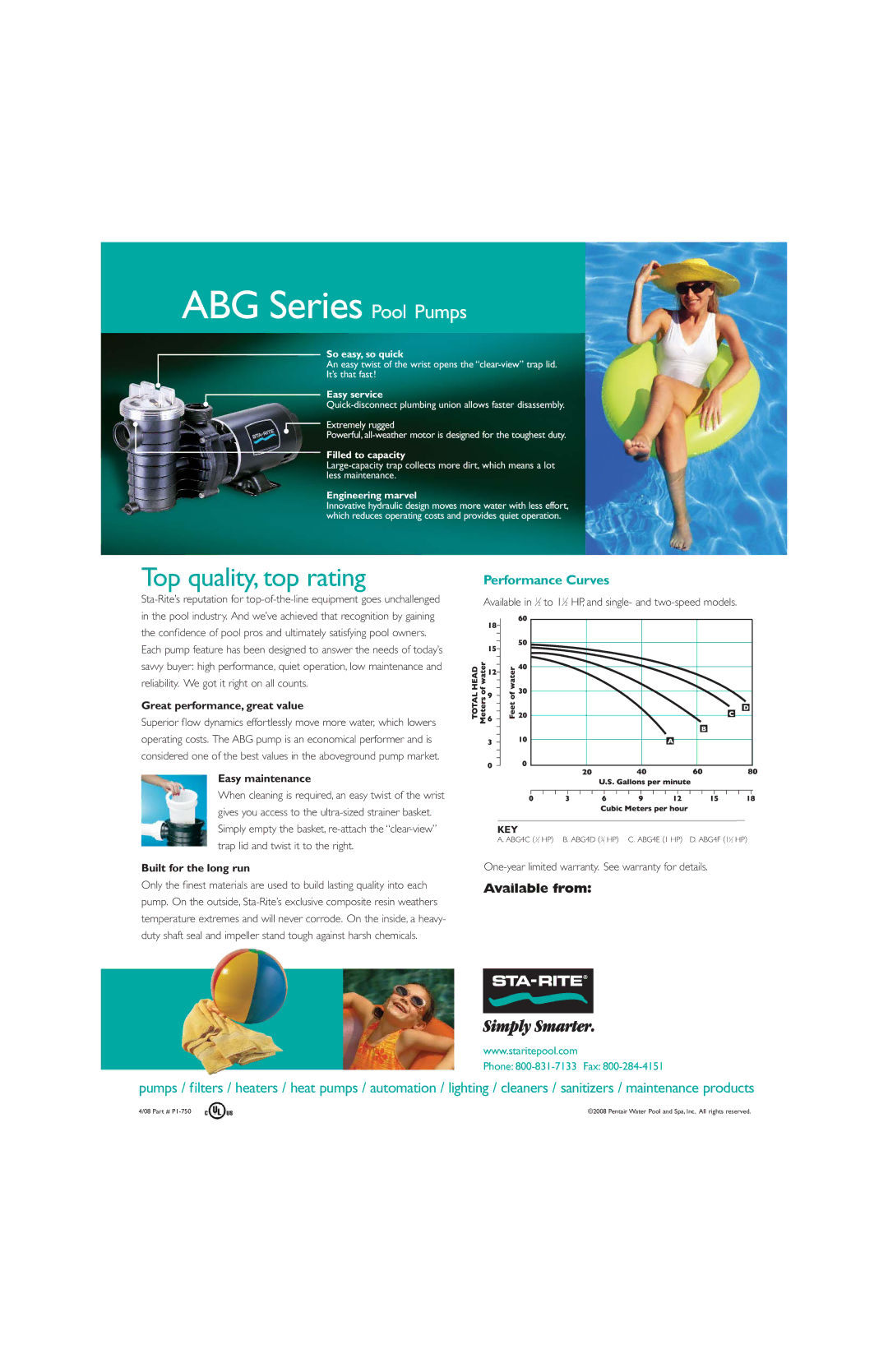 Pentair manual ABG Series Pool Pumps, Top quality, top rating, Great performance, great value, Easy maintenance 