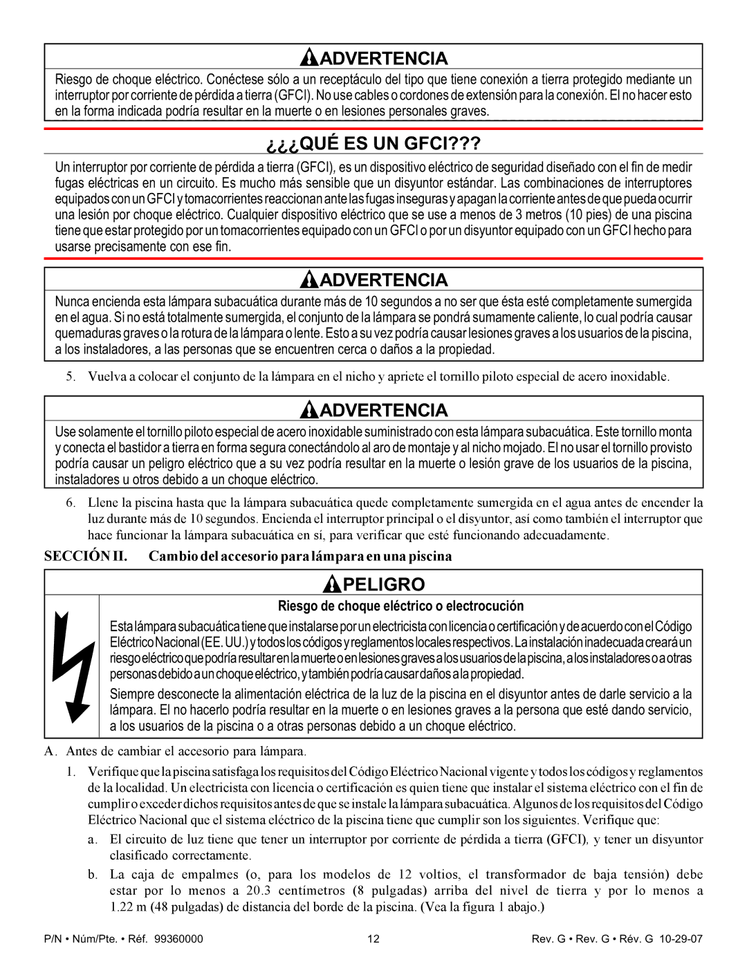 Pentair Amerlite important safety instructions ¿¿¿Qué Es Un Gfci??? 