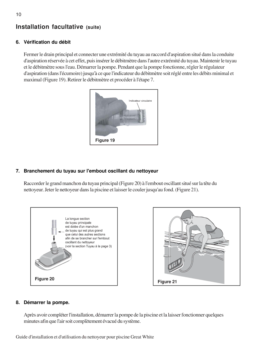 Pentair Automatic Pool Cleaner important safety instructions Vérification du débit 