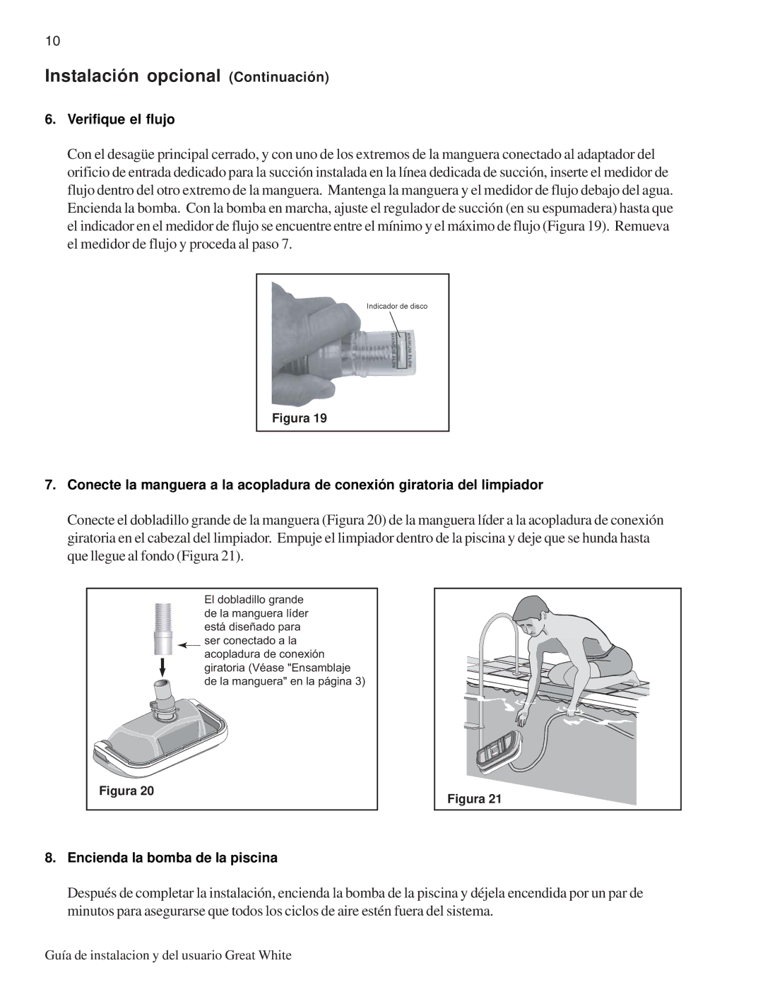 Pentair Automatic Pool Cleaner important safety instructions Verifique el flujo 