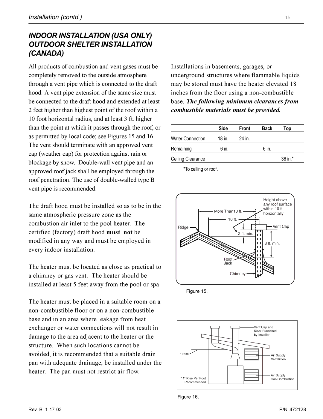 Pentair CH installation manual Front 