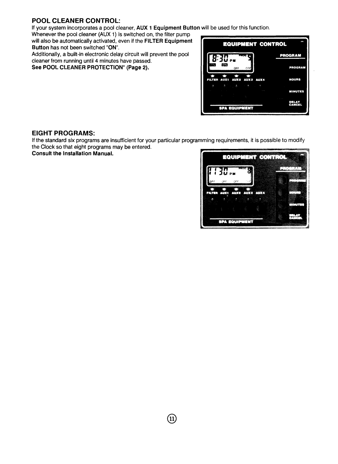 Pentair CP-1000 important safety instructions Pool Cleaner Control, Eight Programs 