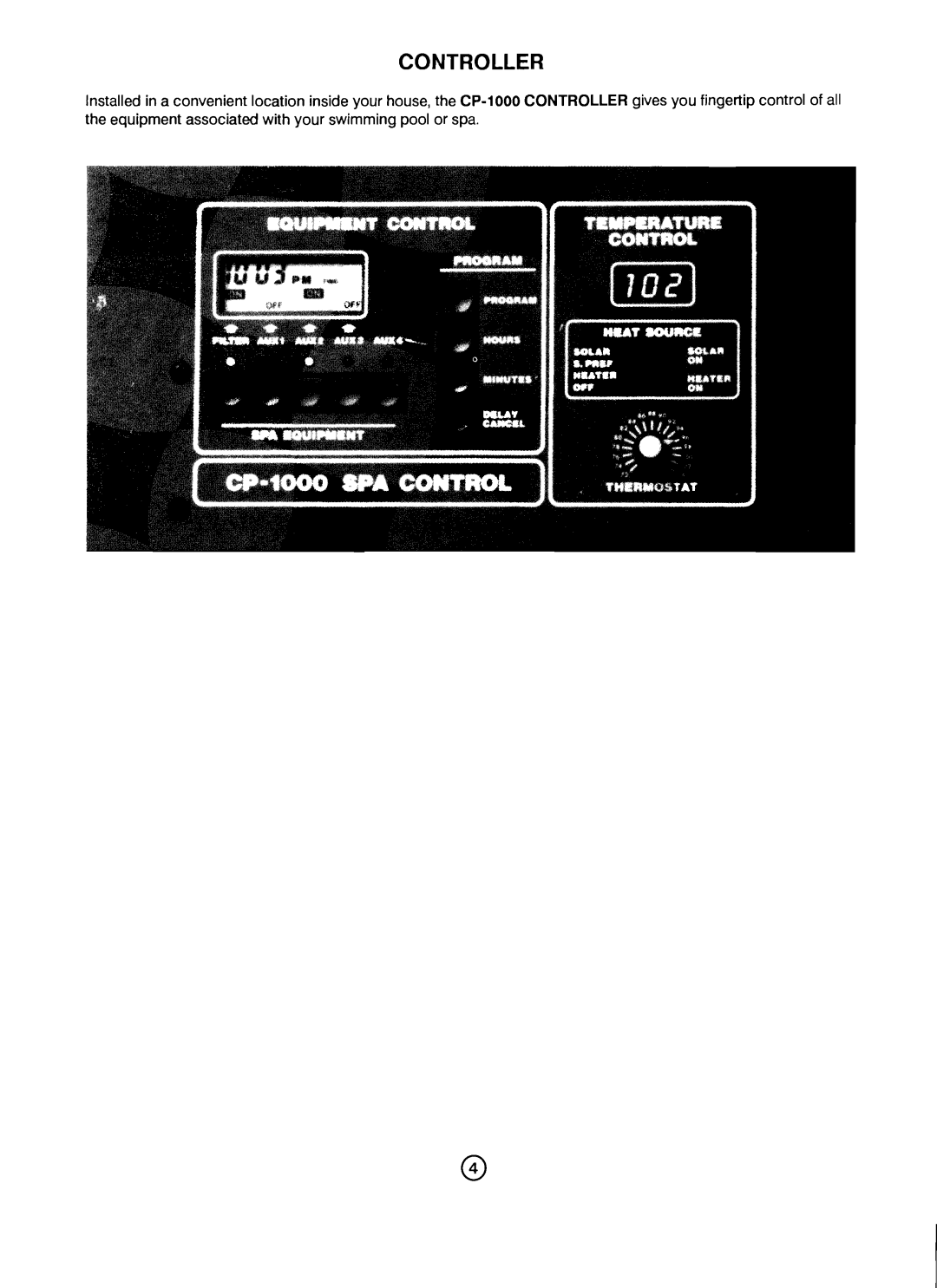 Pentair CP-1000 important safety instructions Controller 