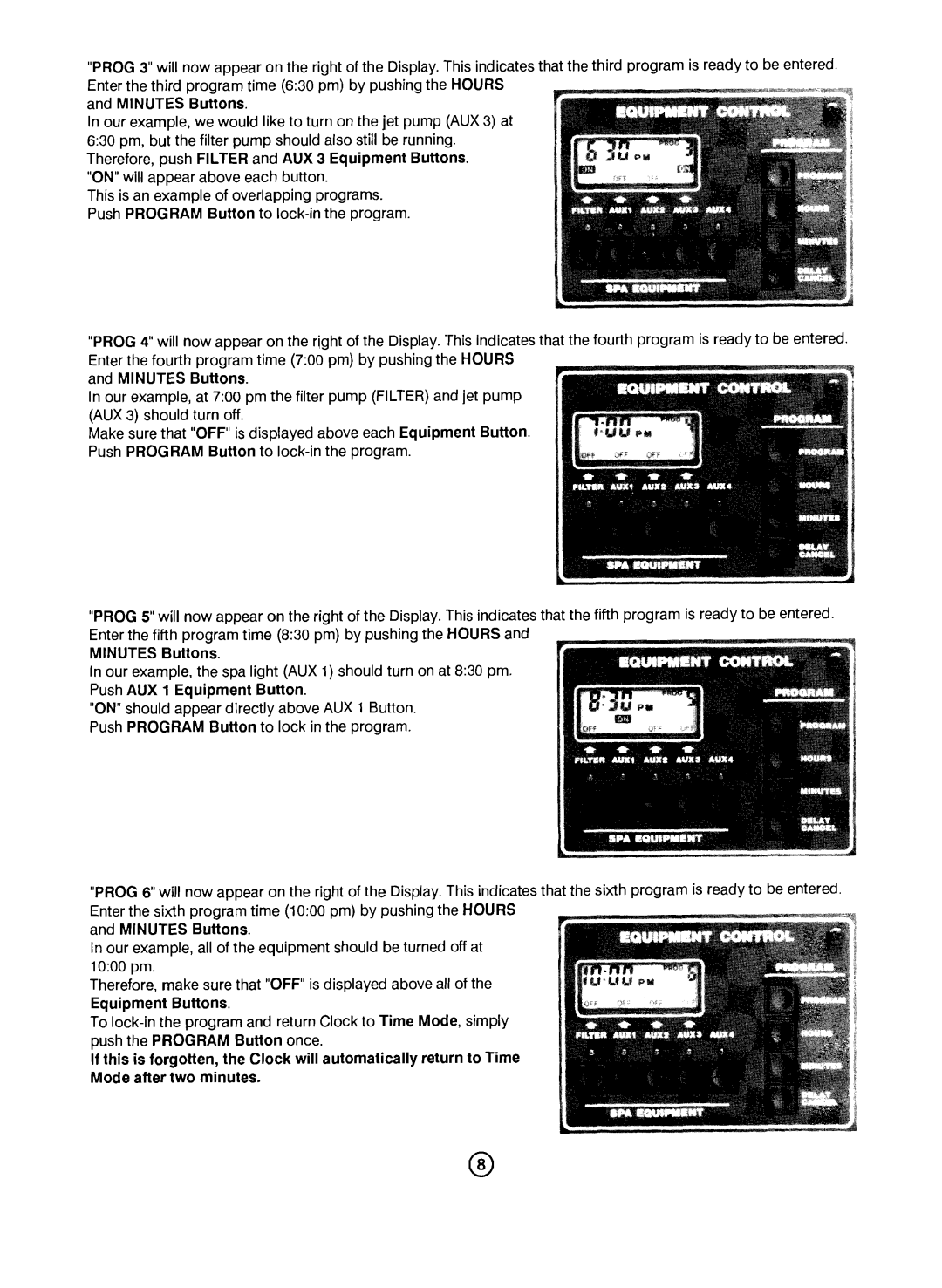 Pentair CP-1000 important safety instructions Equipment Buttons 