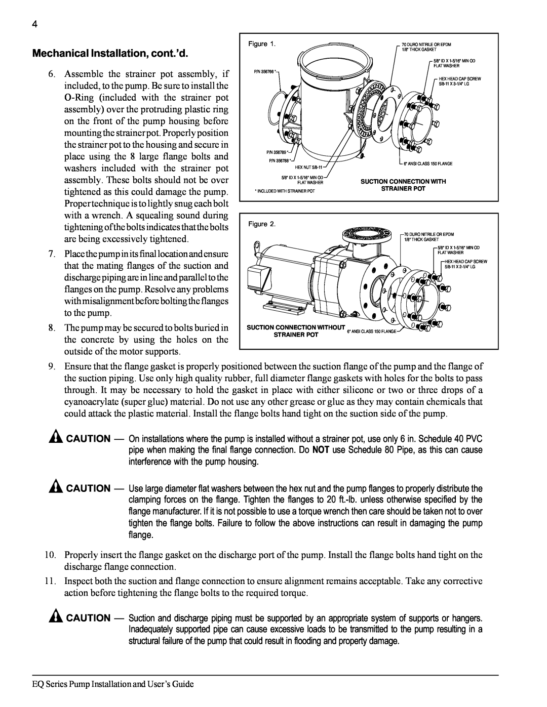 Pentair EQ SERIES important safety instructions Mechanical Installation, cont.’d 