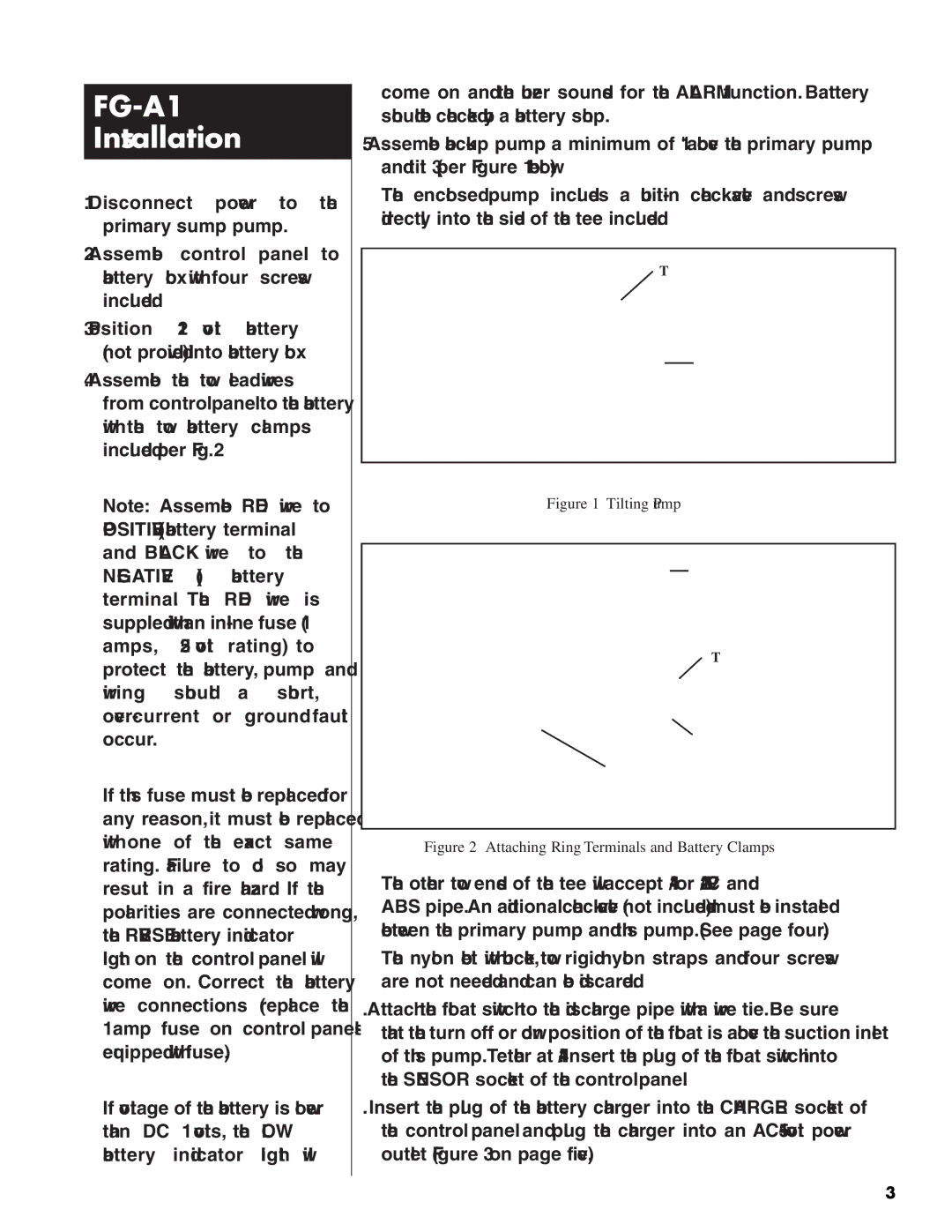 Pentair FG-A1 service manual Installation 