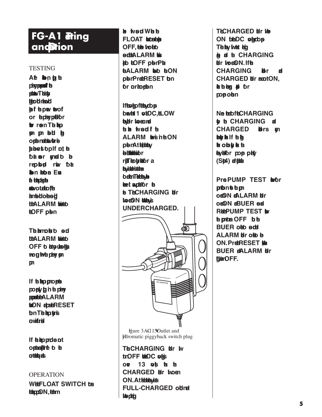 Pentair service manual FG-A1 Testing and Operation 