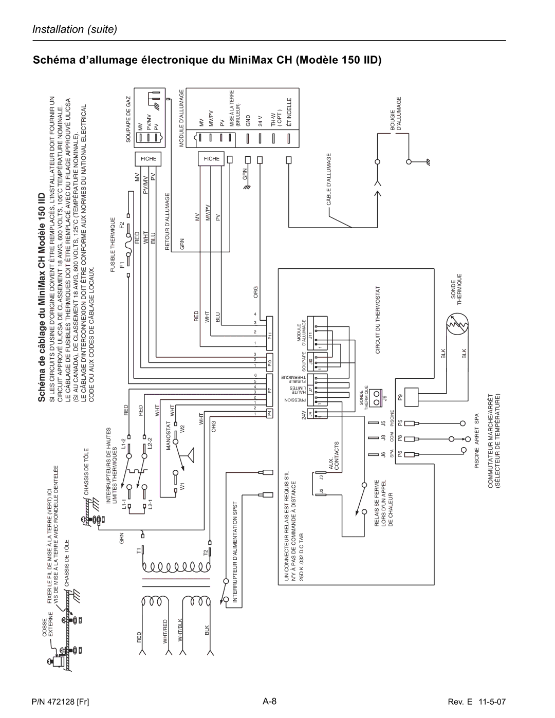 Pentair Hot Tub manual Iid, Schéma de câblage du MiniMax CH Modèle 150 IID 