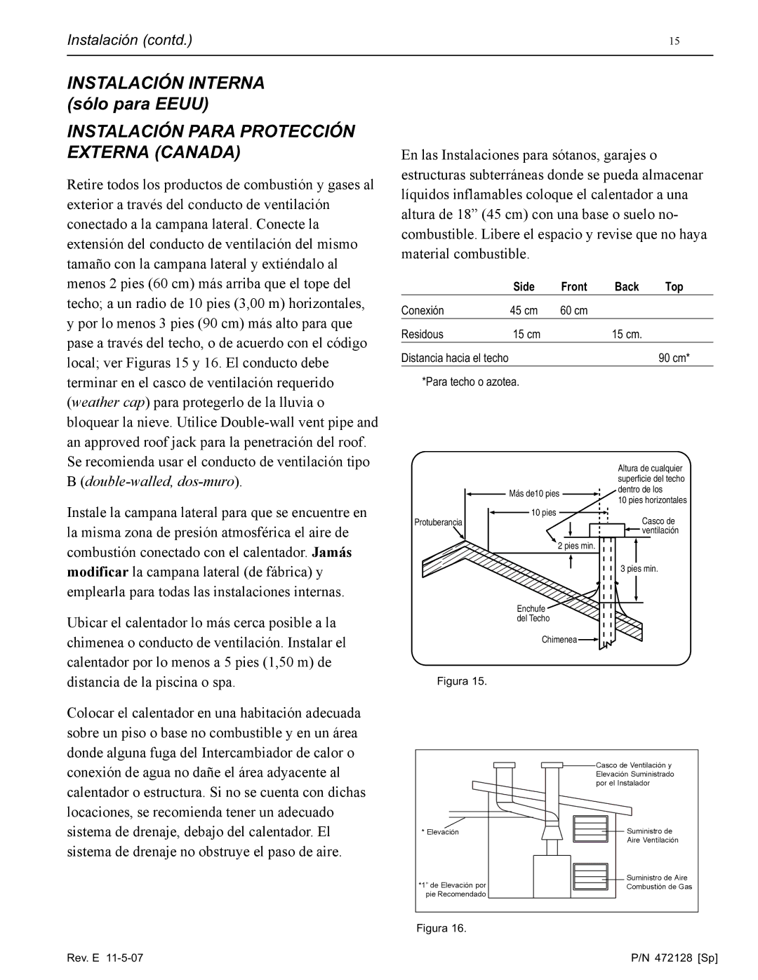 Pentair Hot Tub manual Instalación Interna sólo para Eeuu, Instalación Para Protección Externa Canada 