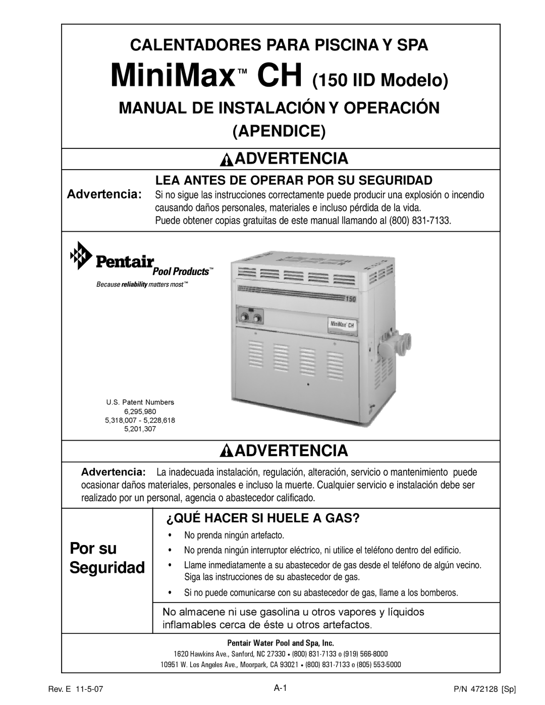 Pentair Hot Tub manual MiniMax CH 150 IID Modelo 