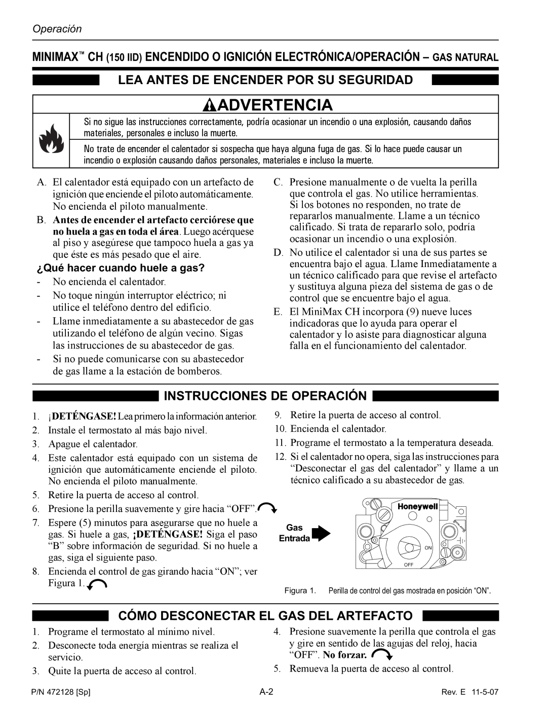 Pentair Hot Tub manual Instrucciones DE Operación, Cómo Desconectar EL GAS DEL Artefacto, ¿Qué hacer cuando huele a gas? 