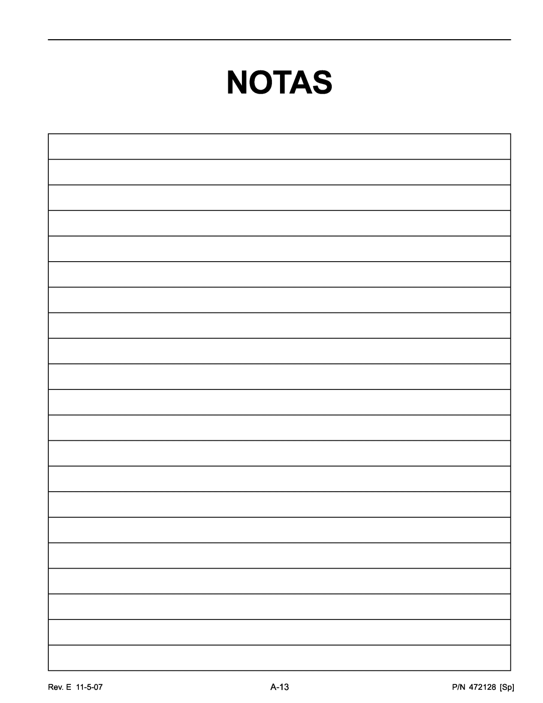 Pentair Hot Tub manual Notas, A-13, Rev. E, P/N 472128 Sp 