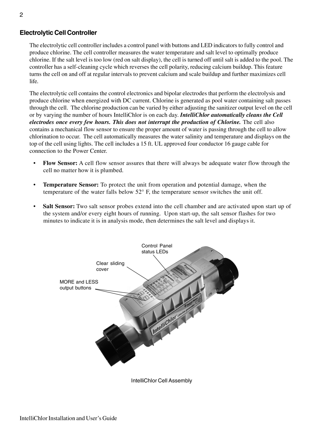 Pentair IC20, IC40 important safety instructions Electrolytic Cell Controller 