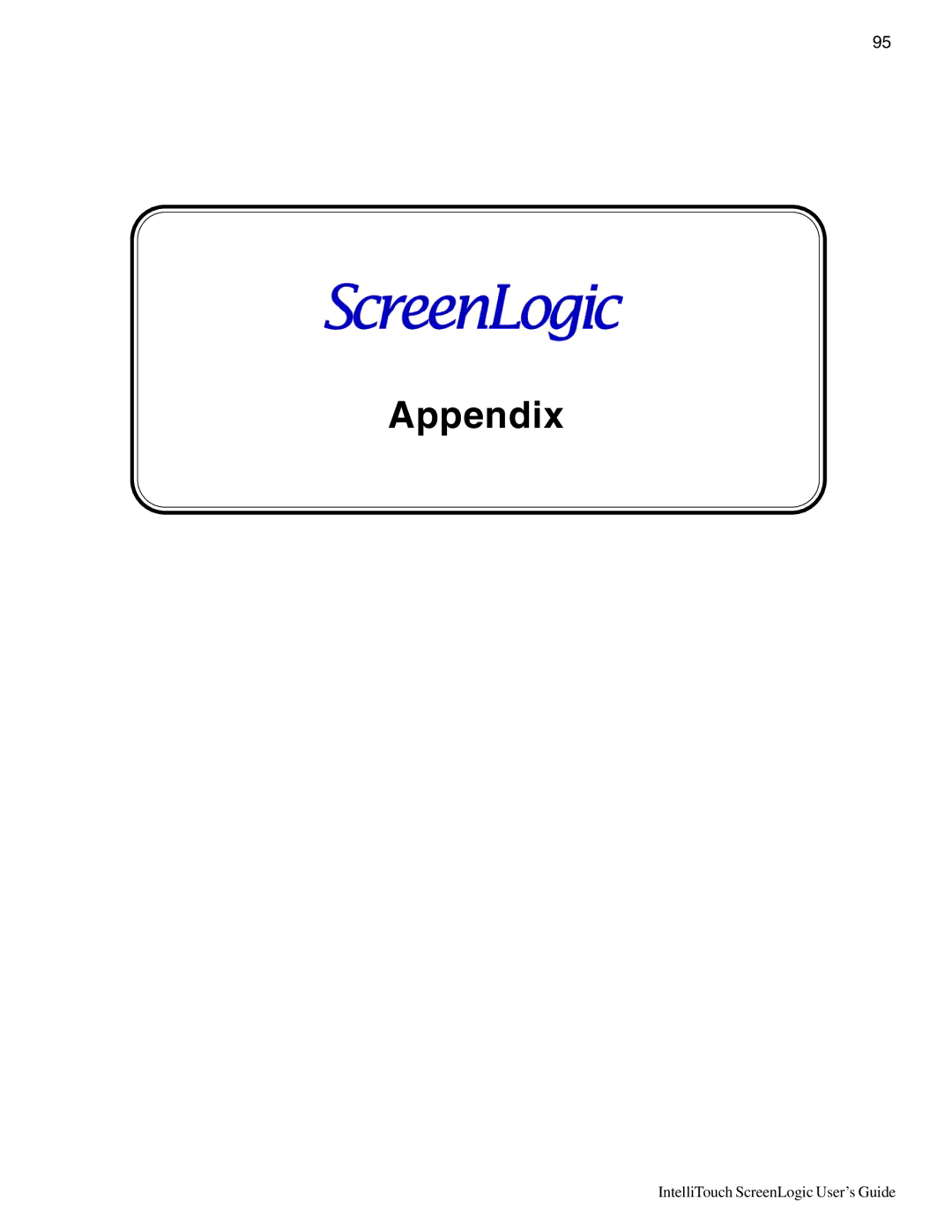 Pentair Intellitouch ScreenLogic manual Appendix 