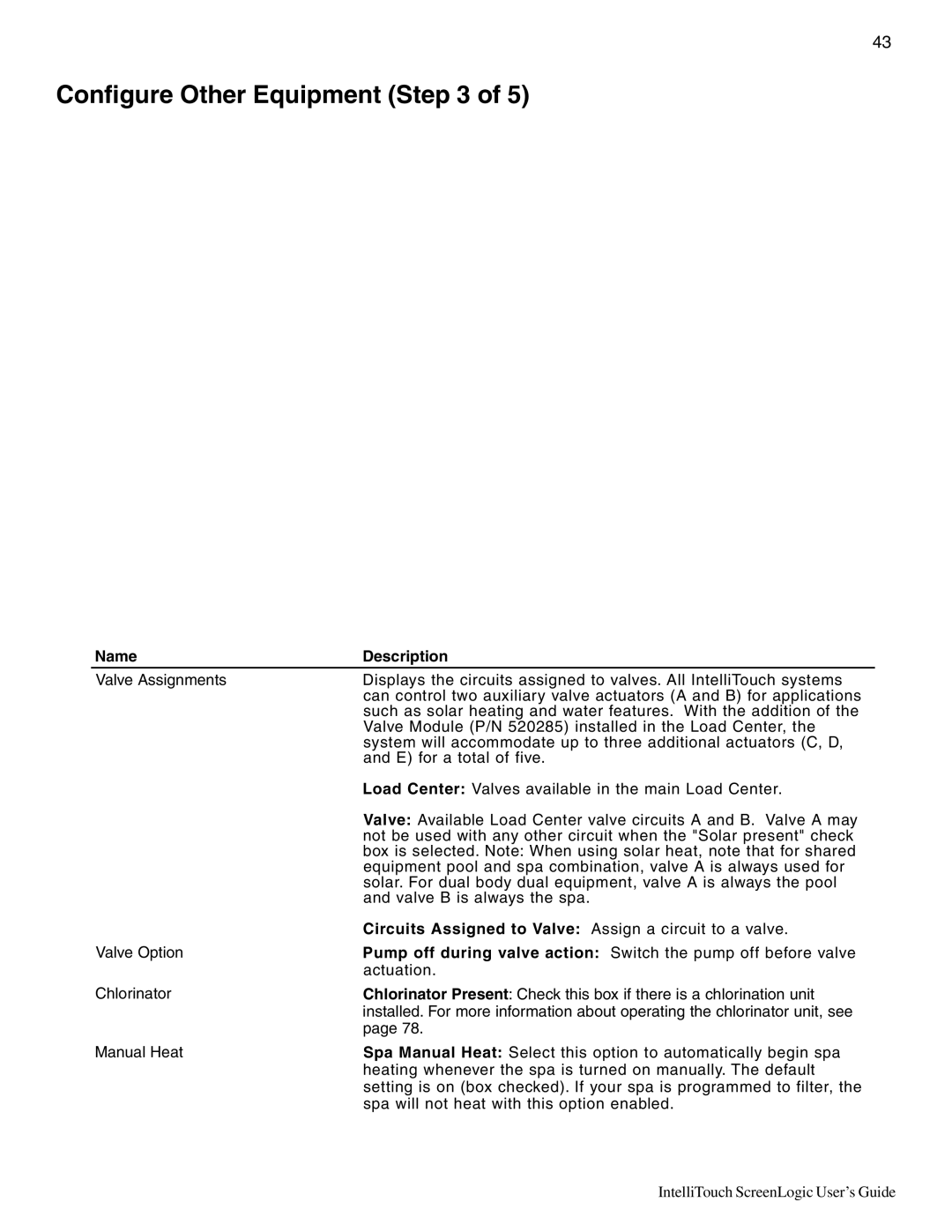 Pentair Intellitouch ScreenLogic manual Configure Other Equipment, Circuits Assigned to Valve Assign a circuit to a valve 