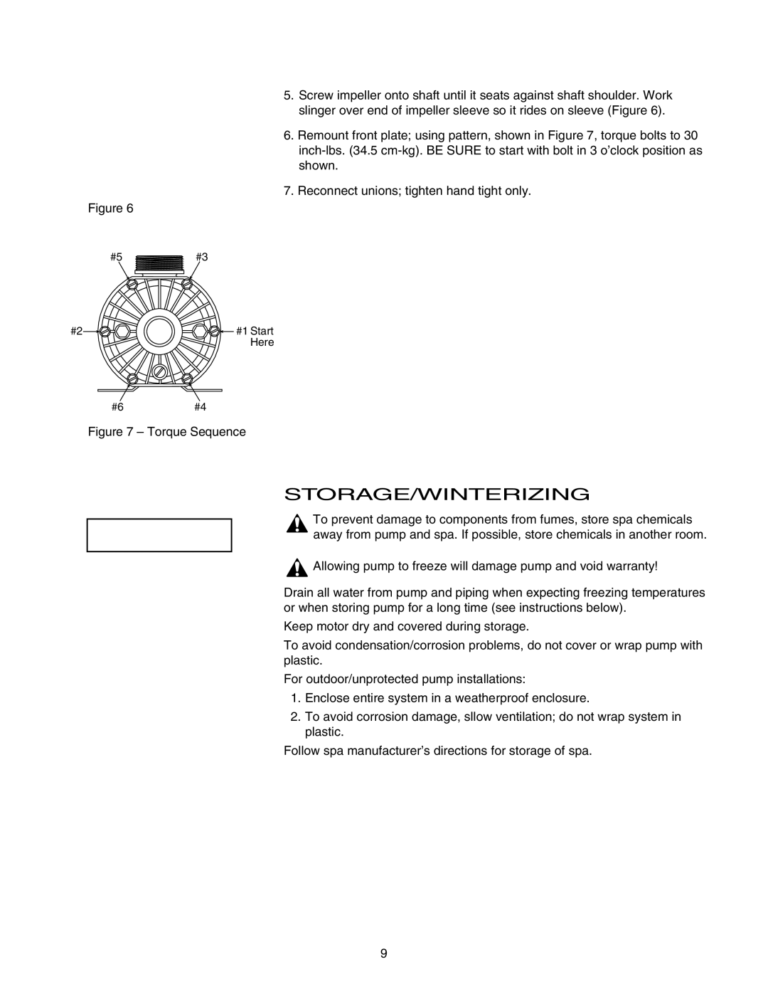 Pentair JSAYDL owner manual Storage/Winterizing, Torque Sequence 