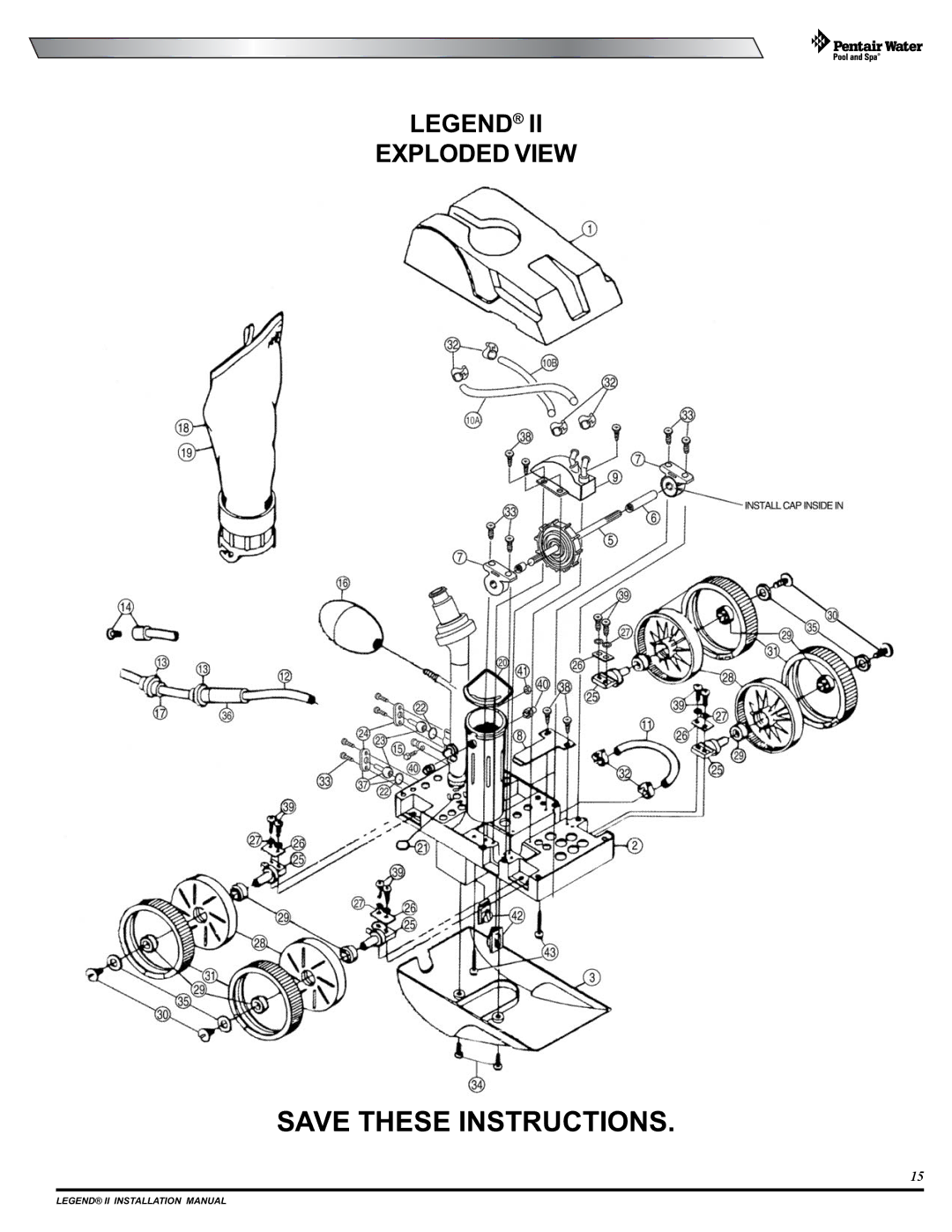 Pentair Legend II installation manual Exploded View 